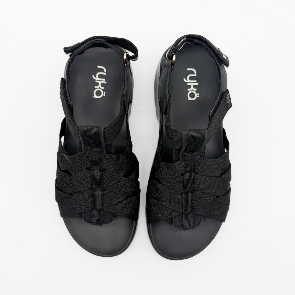 Ryka Blissful Strappy Sport Sandals Adjustable Hook Loop Comfort Black 6.5 NEW - Picture 3 of 15